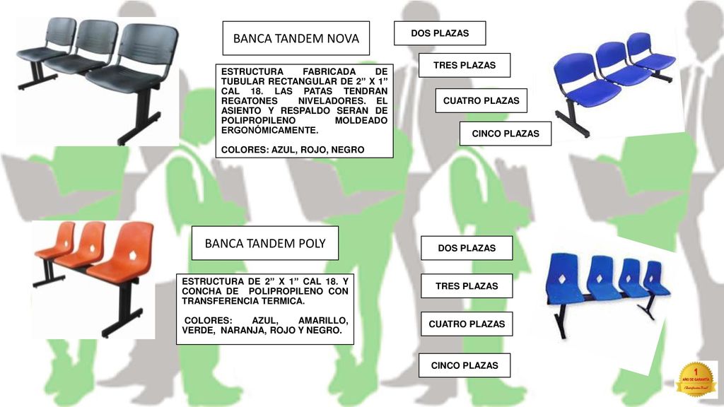 BANCA TANDEM NOVA BANCA TANDEM POLY DOS PLAZAS TRES PLAZAS