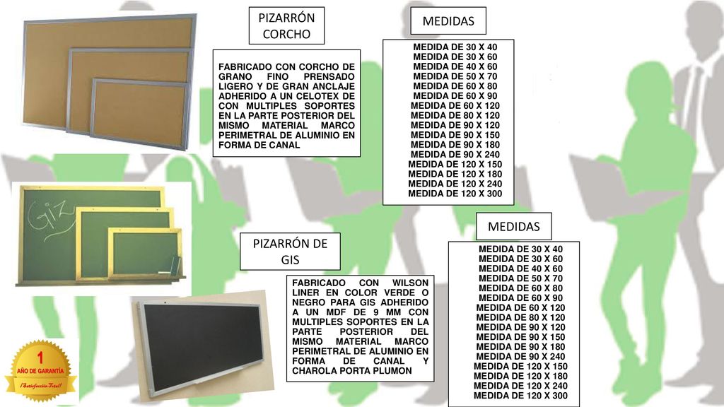 PIZARRÓN CORCHO MEDIDAS MEDIDAS PIZARRÓN DE GIS MEDIDA DE 30 X 40