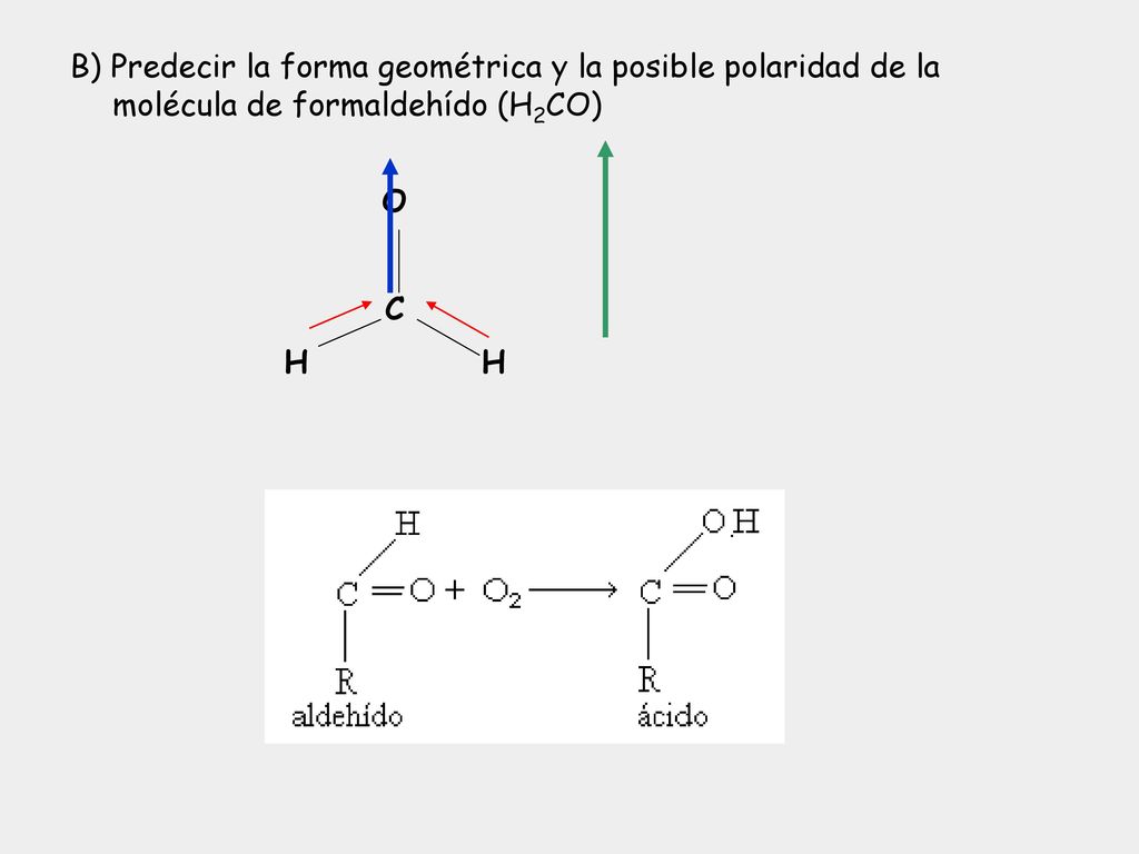 B) Predecir la forma geométrica y la posible polaridad de la molécula de formaldehído (H2CO)