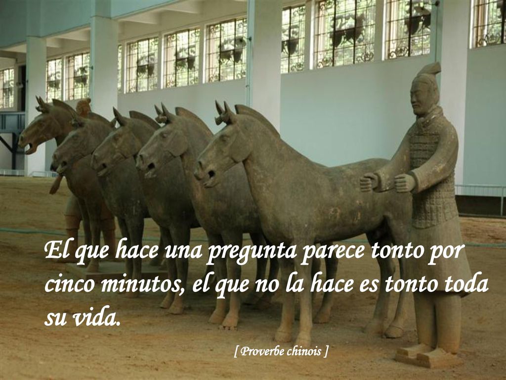 El que hace una pregunta parece tonto por cinco minutos, el que no la hace es tonto toda su vida.
