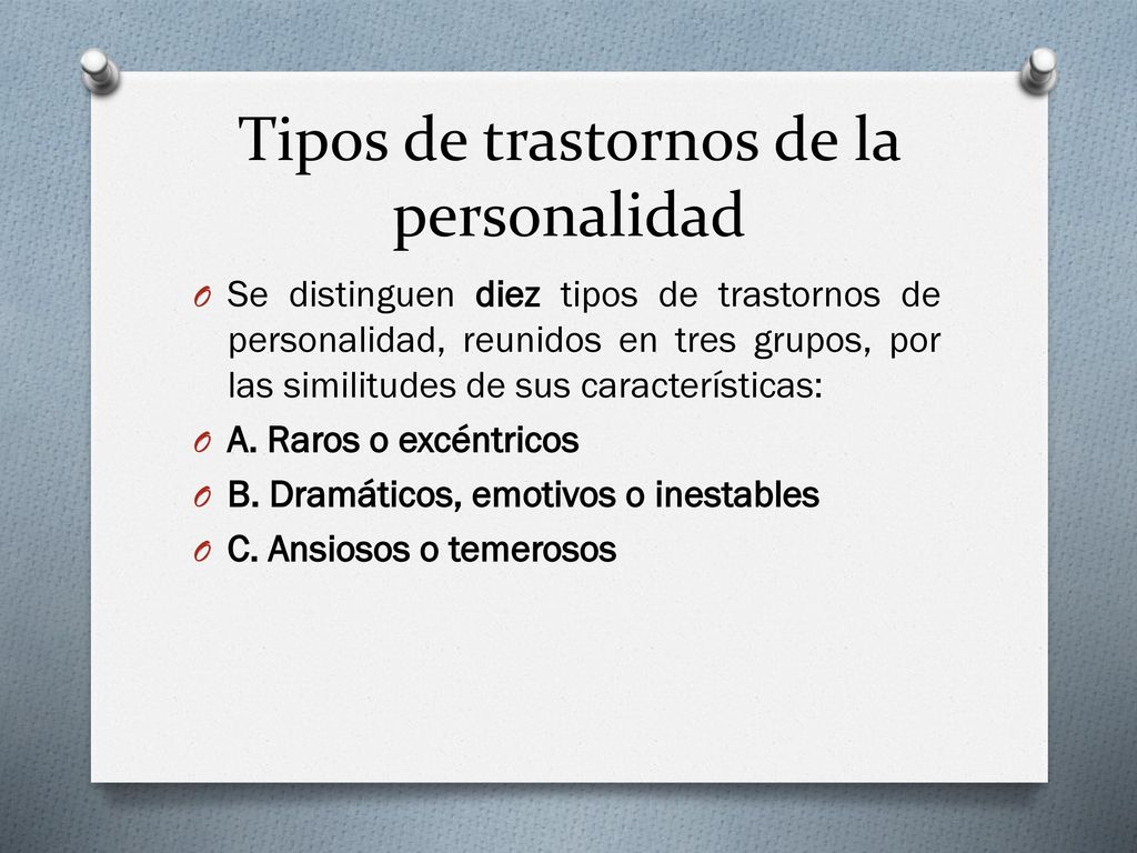 Tipos de trastornos de la personalidad