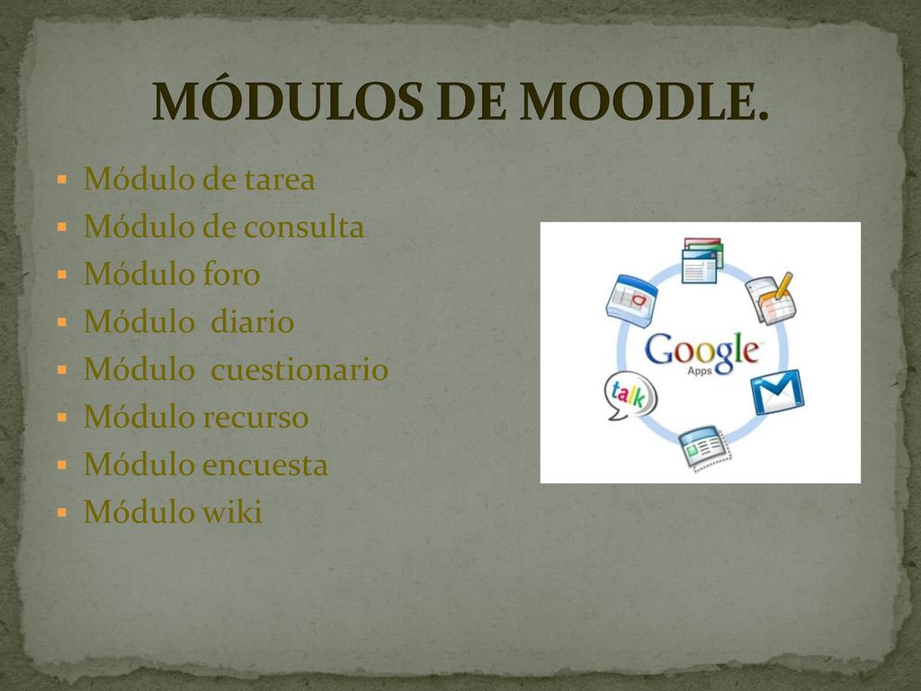 MÓDULOS DE MOODLE. Módulo de tarea Módulo de consulta Módulo foro