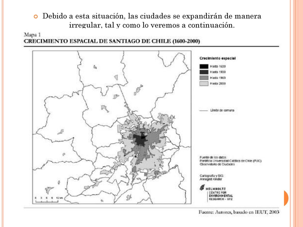 Debido a esta situación, las ciudades se expandirán de manera irregular, tal y como lo veremos a continuación.