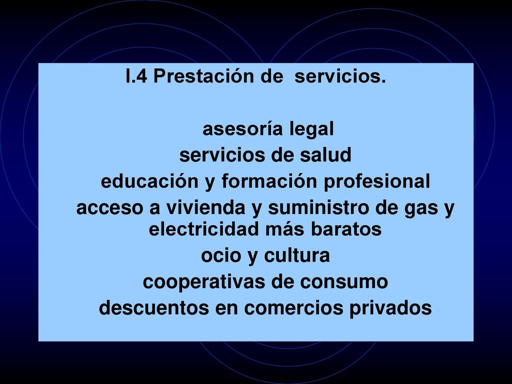I.4 Prestación de servicios. asesoría legal servicios de salud