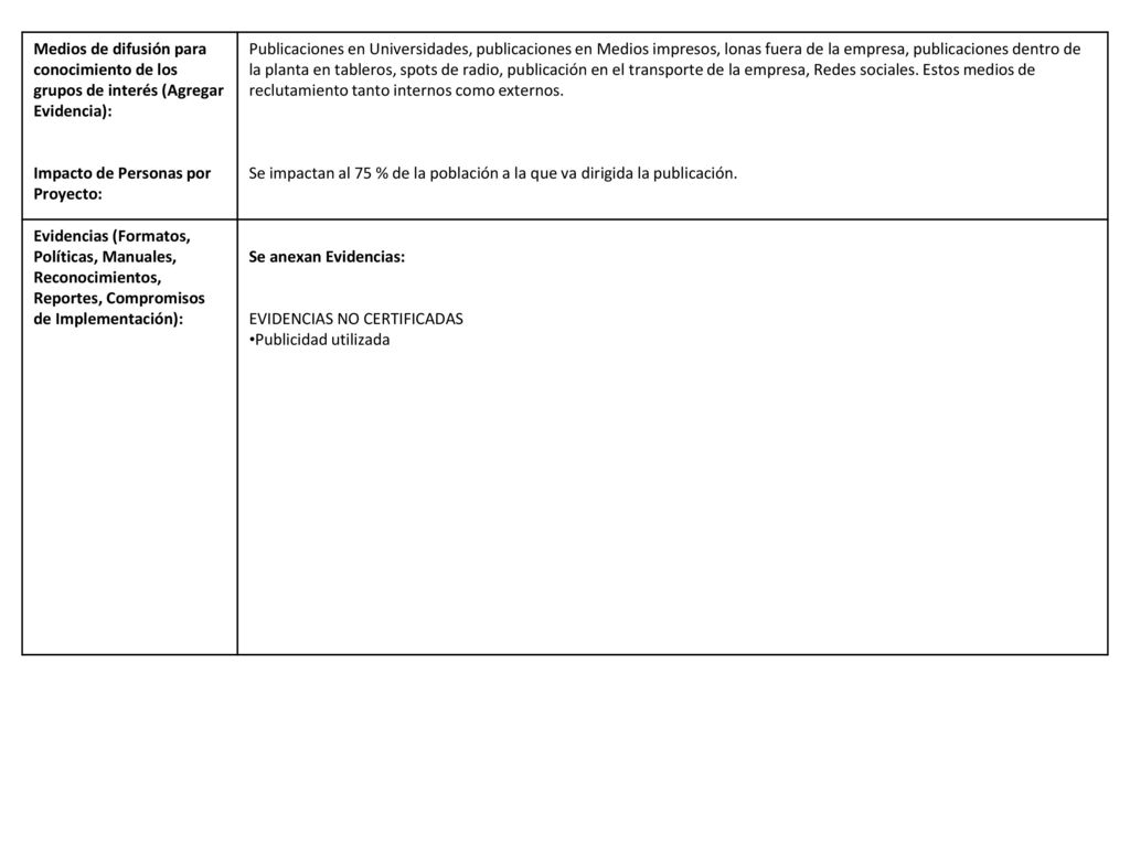 Medios de difusión para conocimiento de los grupos de interés (Agregar Evidencia):