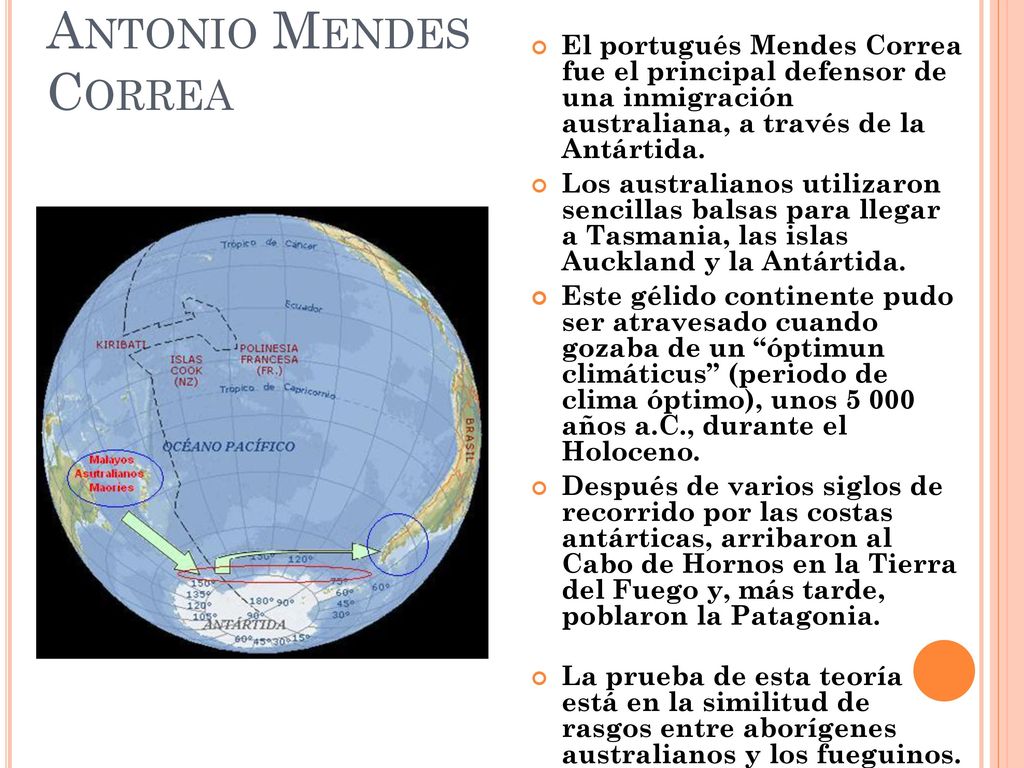 Antonio Mendes Correa El portugués Mendes Correa fue el principal defensor de una inmigración australiana, a través de la Antártida.
