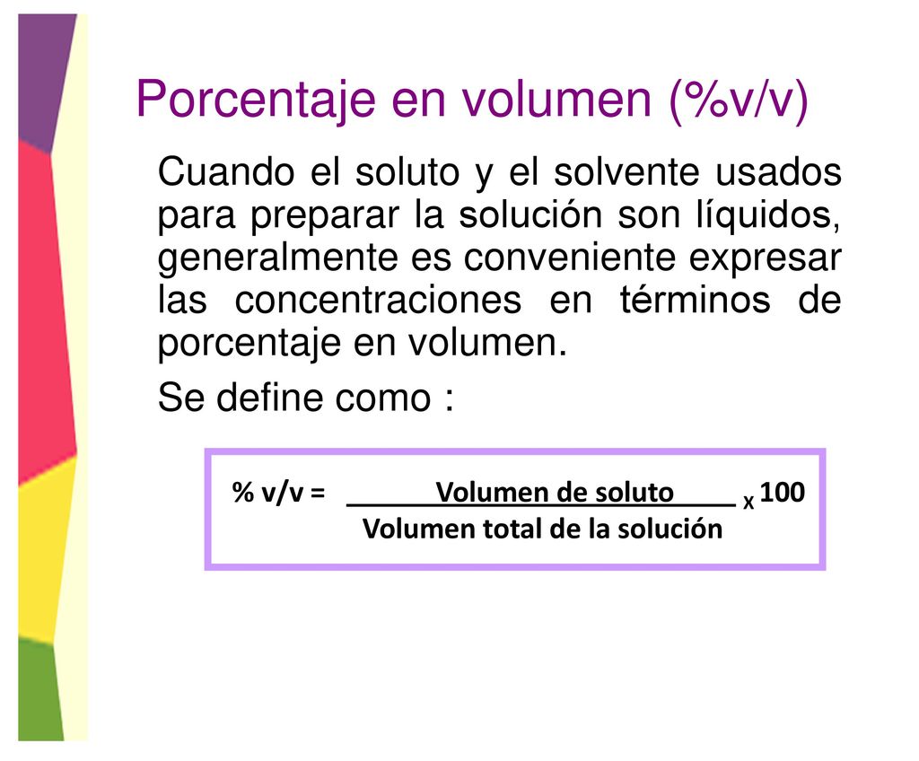 Porcentaje en volumen (%v/v)
