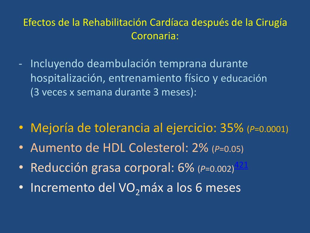 Efectos de la Rehabilitación Cardíaca después de la Cirugía Coronaria: