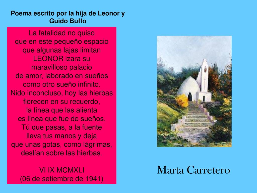 Poema escrito por la hija de Leonor y Guido Buffo