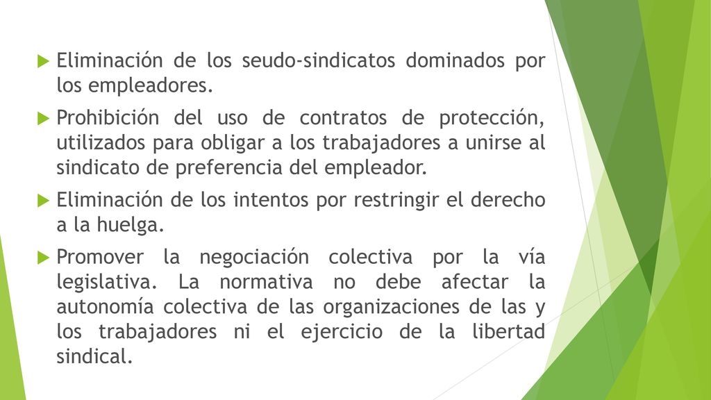 Eliminación de los seudo-sindicatos dominados por los empleadores.