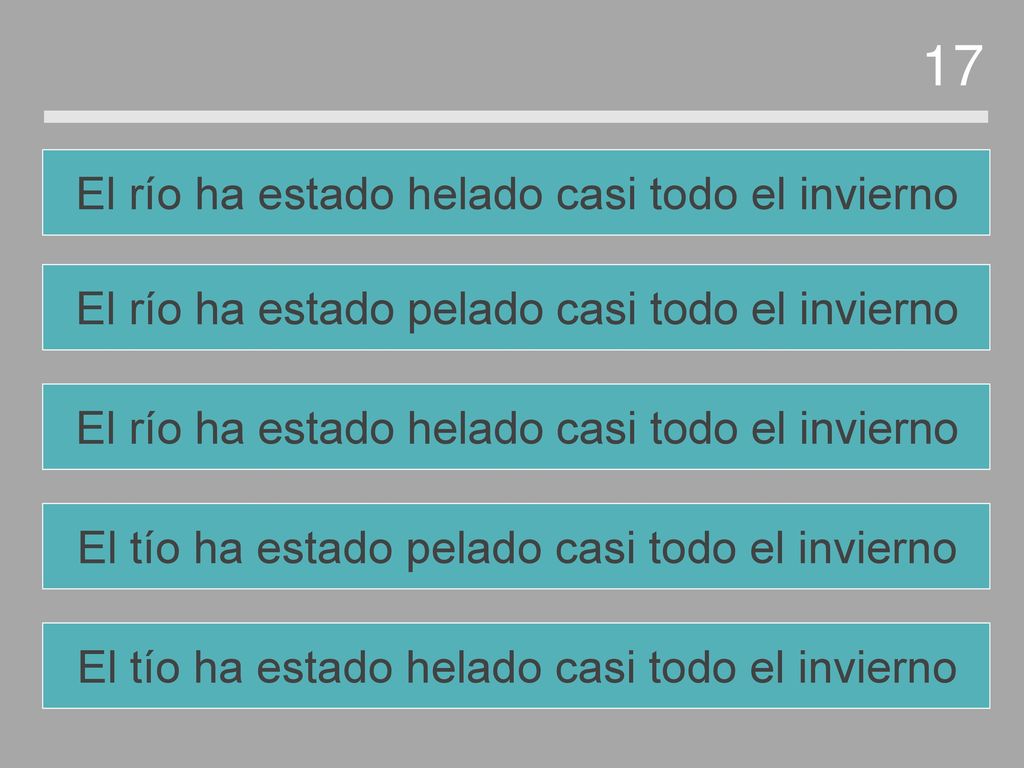 17 El río ha estado helado casi todo el invierno