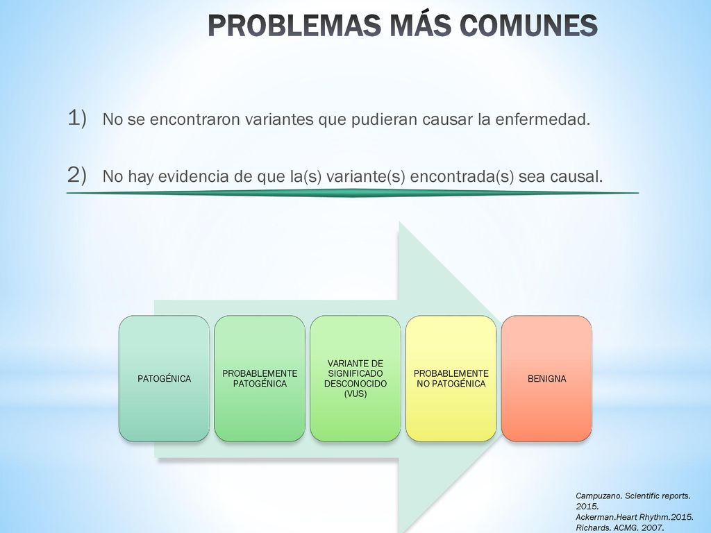 PROBLEMAS MÁS COMUNES No se encontraron variantes que pudieran causar la enfermedad.
