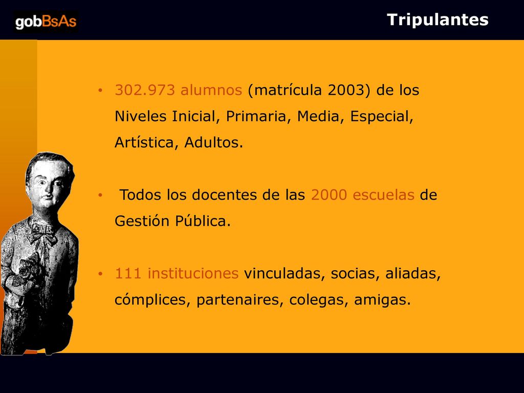 Tripulantes alumnos (matrícula 2003) de los Niveles Inicial, Primaria, Media, Especial, Artística, Adultos.