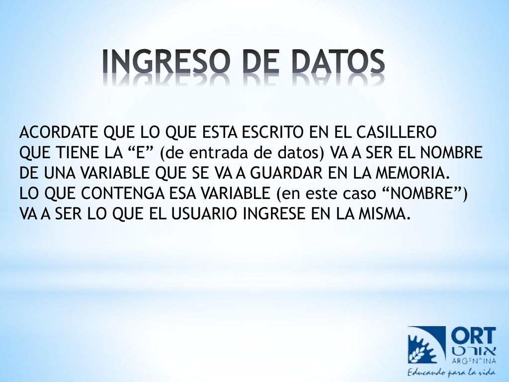 INGRESO DE DATOS ACORDATE QUE LO QUE ESTA ESCRITO EN EL CASILLERO