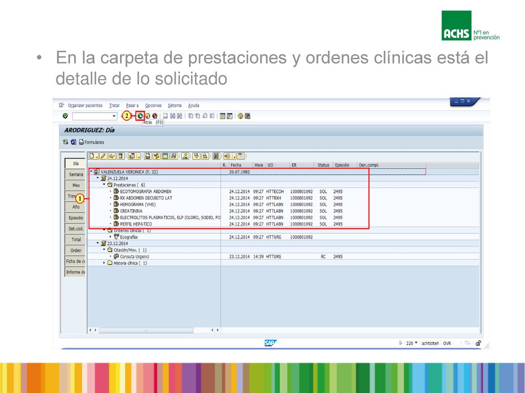 En la carpeta de prestaciones y ordenes clínicas está el detalle de lo solicitado