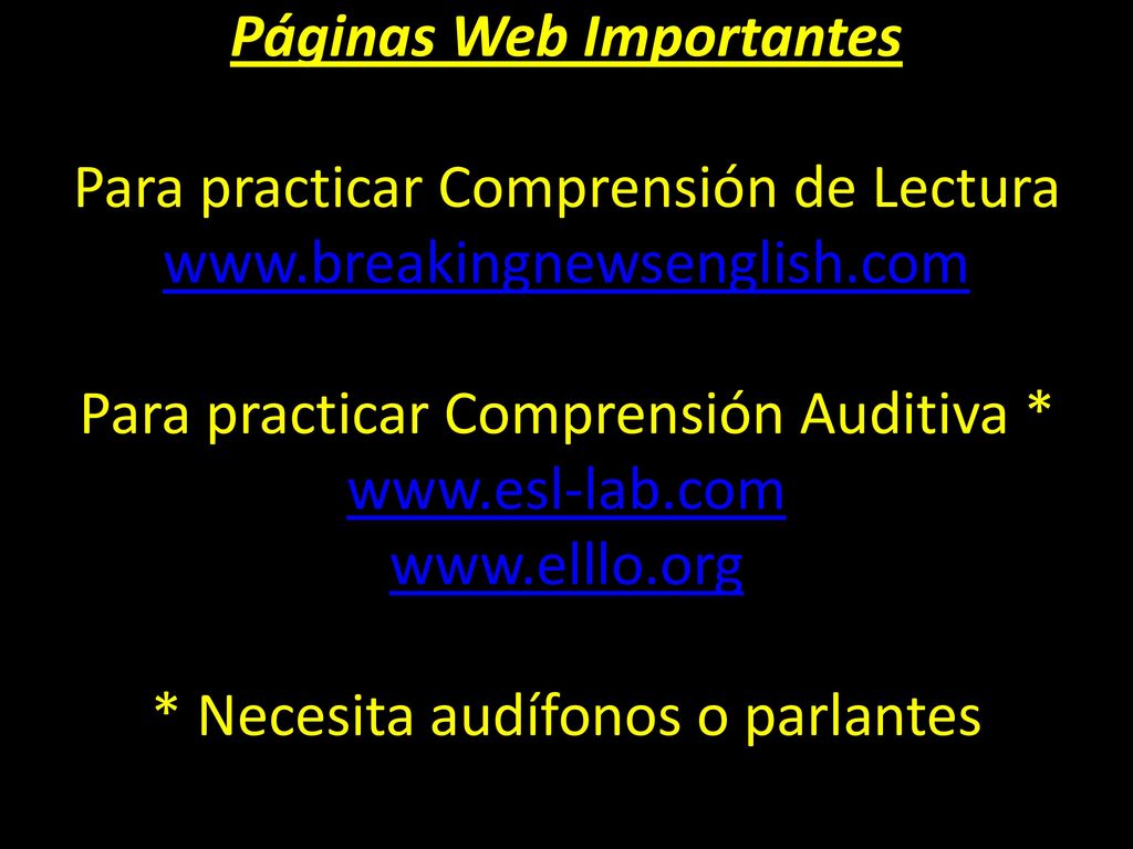 Páginas Web Importantes Para practicar Comprensión de Lectura www