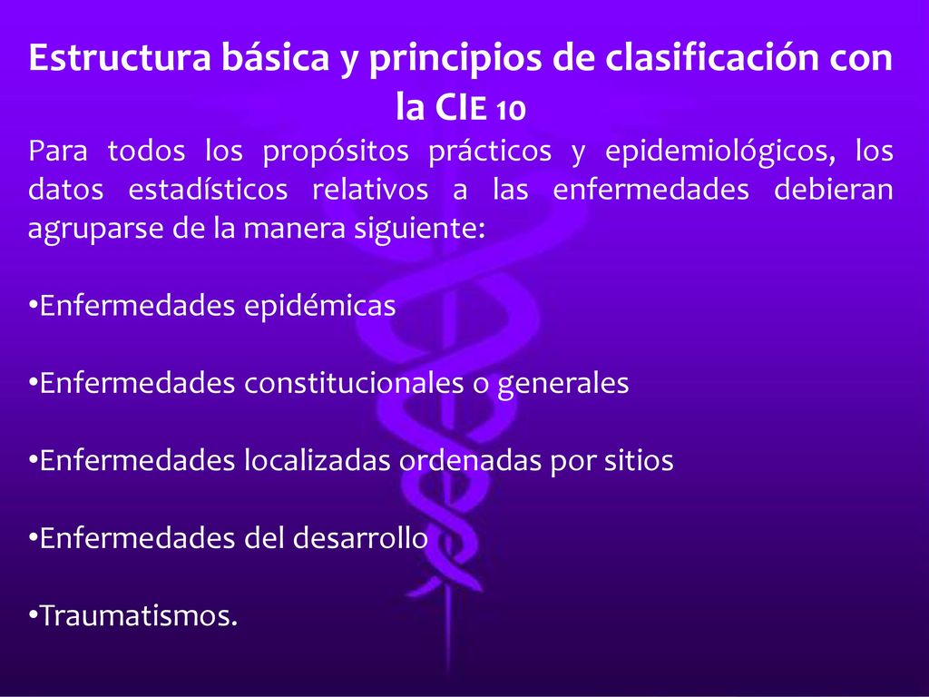 Estructura básica y principios de clasificación con la CIE 10