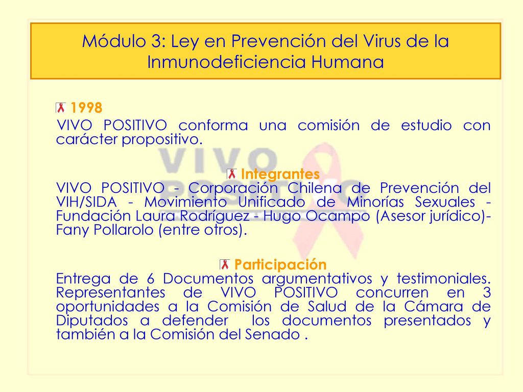 Módulo 3: Ley en Prevención del Virus de la Inmunodeficiencia Humana