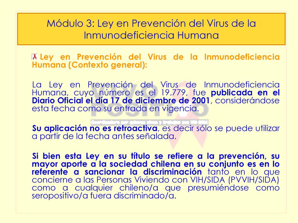 Módulo 3: Ley en Prevención del Virus de la Inmunodeficiencia Humana