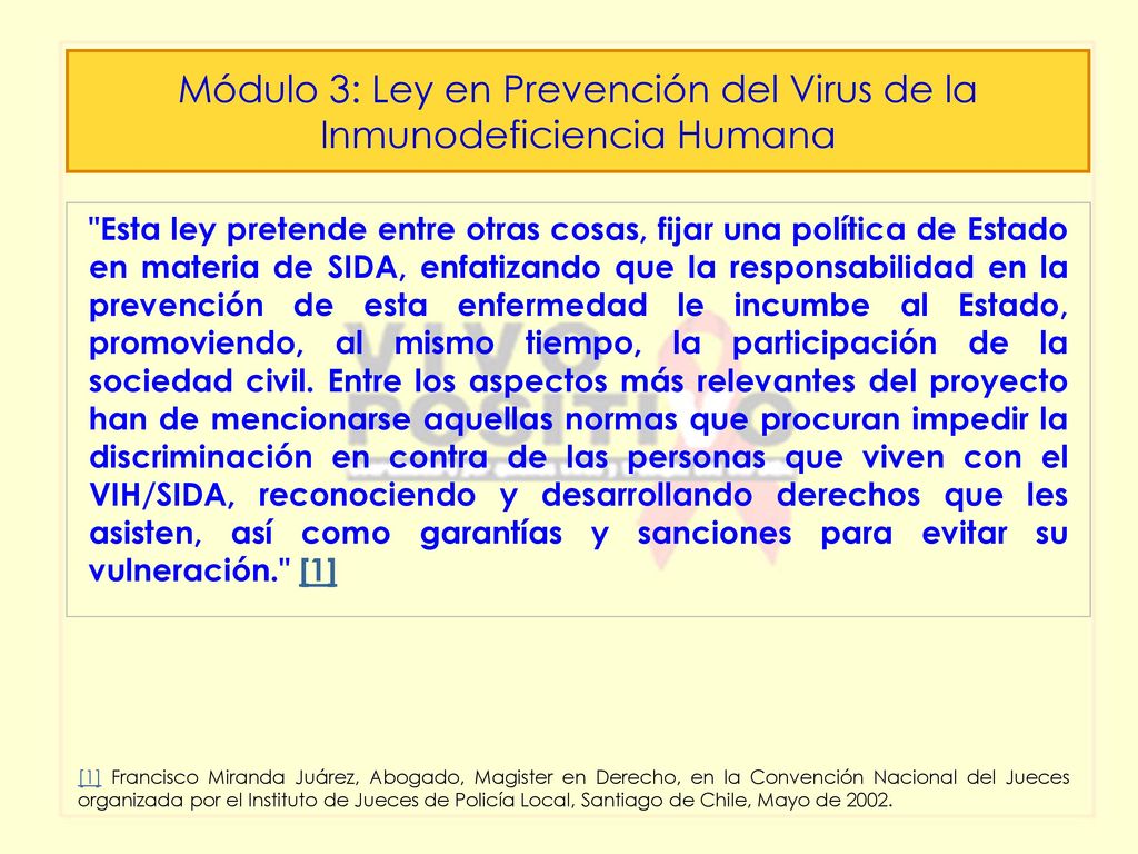 Módulo 3: Ley en Prevención del Virus de la Inmunodeficiencia Humana