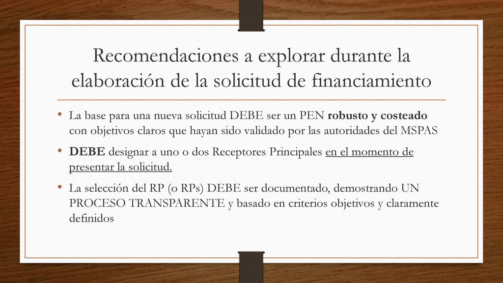 Recomendaciones a explorar durante la elaboración de la solicitud de financiamiento