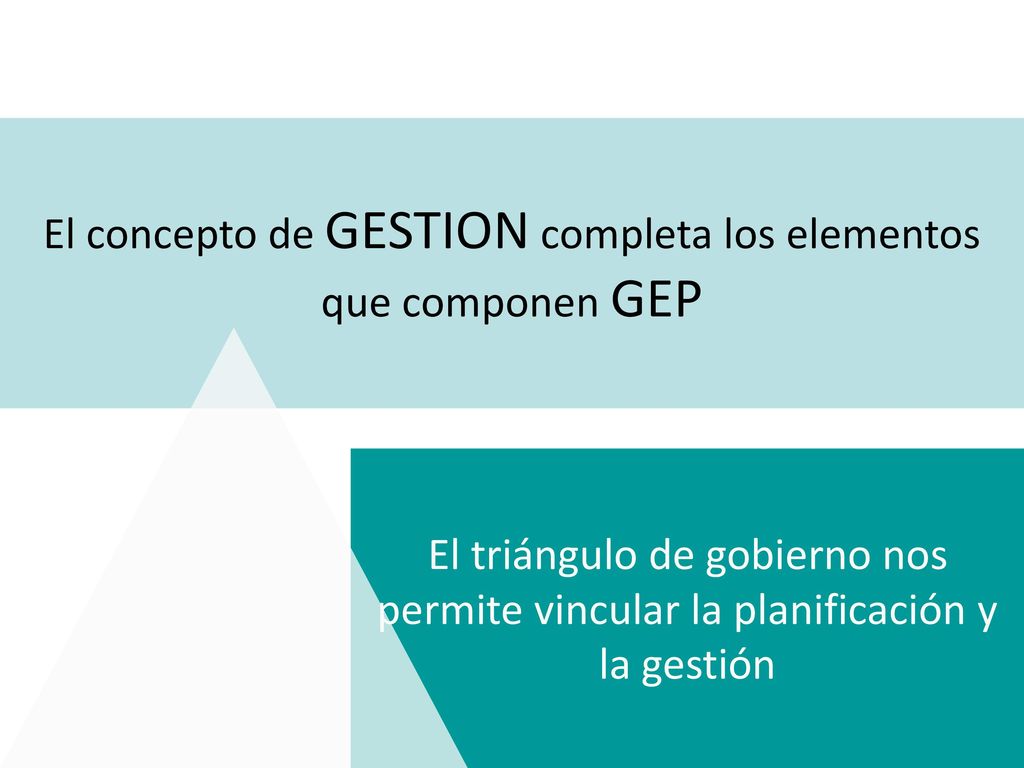 El concepto de GESTION completa los elementos que componen GEP
