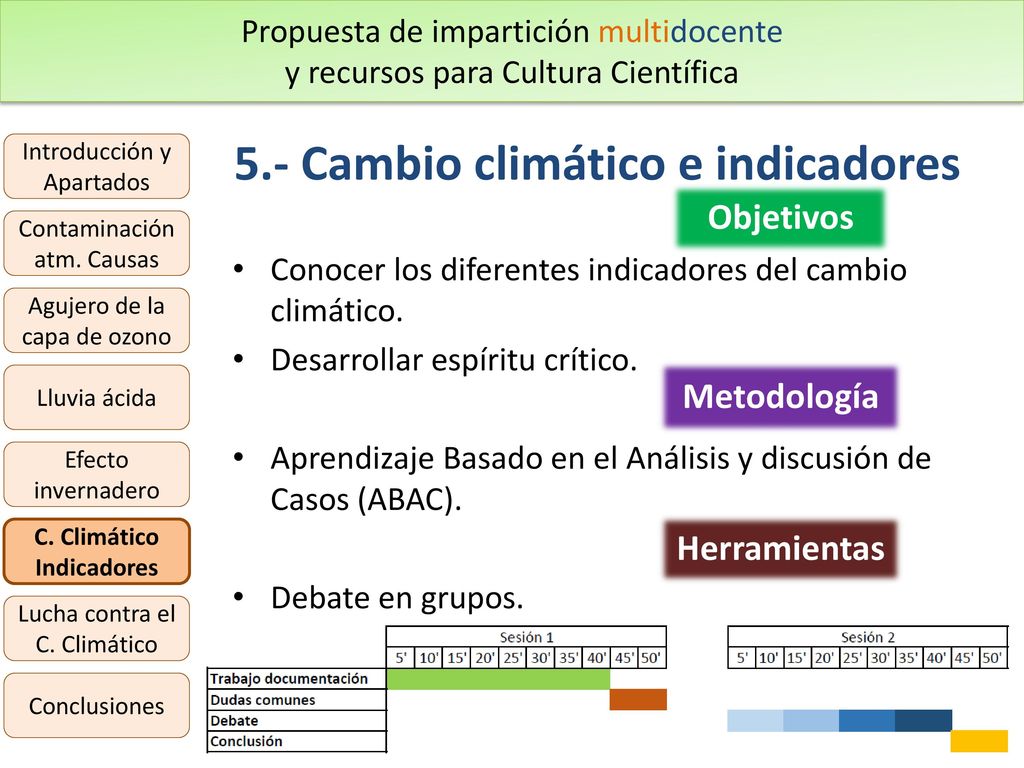 5.- Cambio climático e indicadores