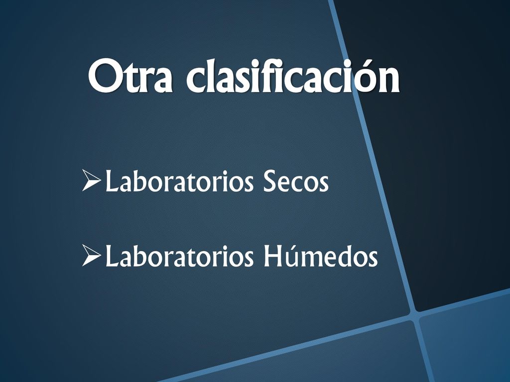 Otra clasificación Laboratorios Secos Laboratorios Húmedos