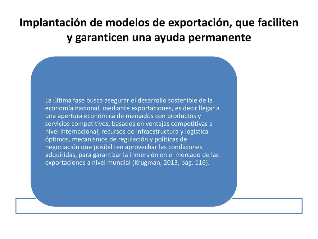Implantación de modelos de exportación, que faciliten y garanticen una ayuda permanente