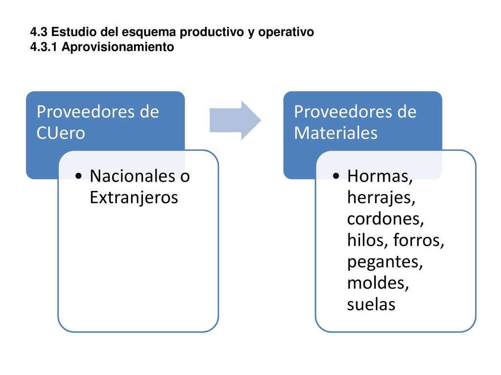 4.3 Estudio del esquema productivo y operativo Aprovisionamiento