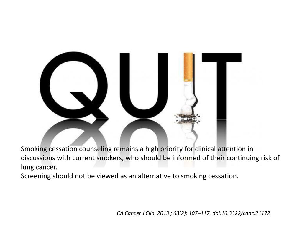 Screening should not be viewed as an alternative to smoking cessation.