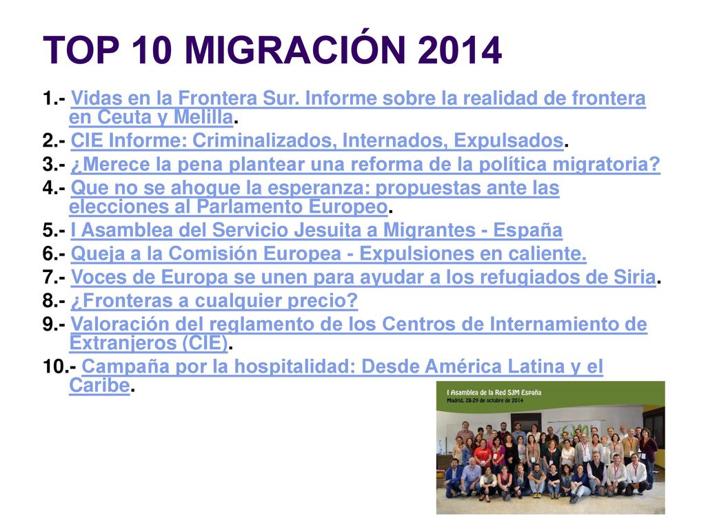 TOP 10 MIGRACIÓN Vidas en la Frontera Sur. Informe sobre la realidad de frontera en Ceuta y Melilla.