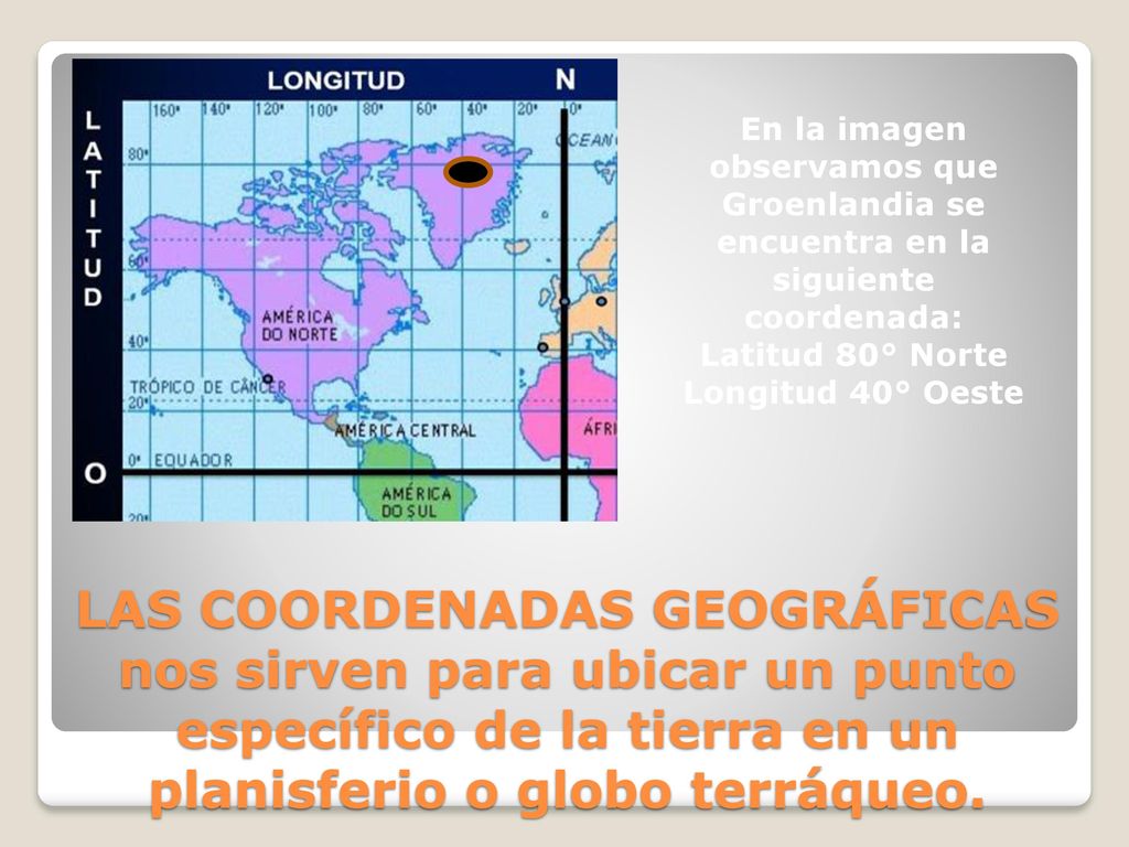 En la imagen observamos que Groenlandia se encuentra en la siguiente coordenada: