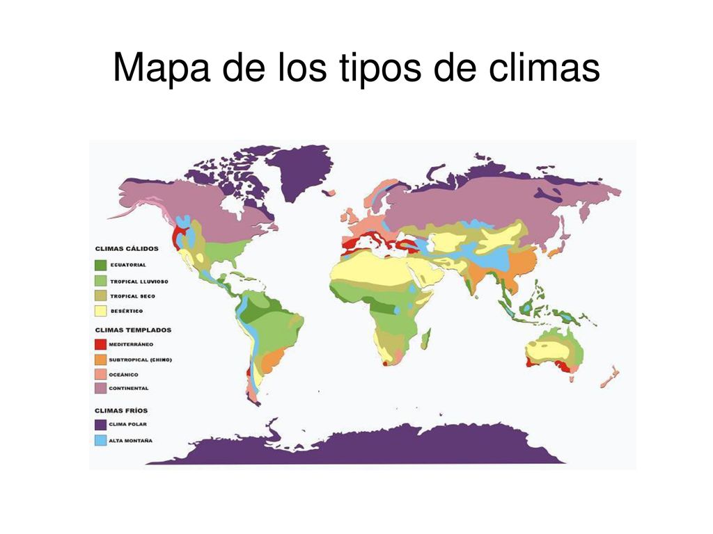 Mapa de los tipos de climas