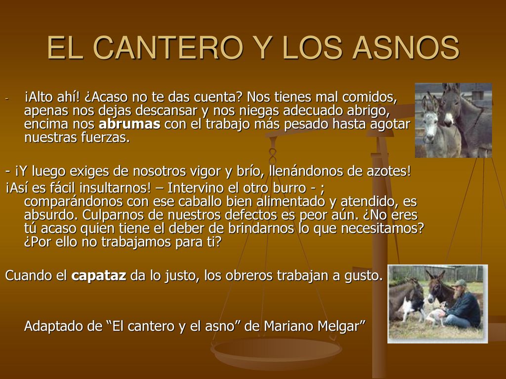 EL CANTERO Y LOS ASNOS