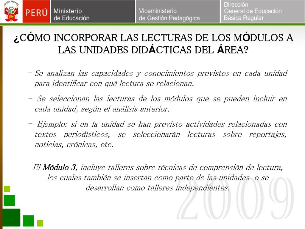 ¿CÓMO INCORPORAR LAS LECTURAS DE LOS MÓDULOS A LAS UNIDADES DIDÁCTICAS DEL ÁREA