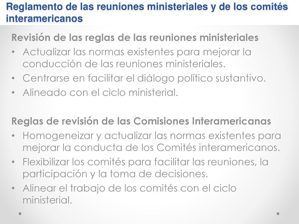 Reglamento de las reuniones ministeriales y de los comités interamericanos