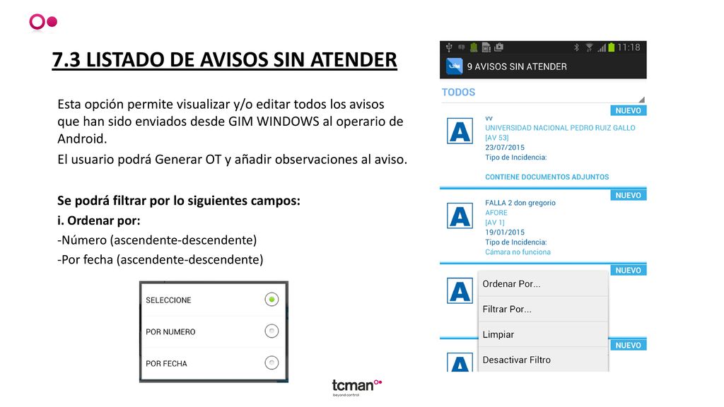 7.3 LISTADO DE AVISOS SIN ATENDER