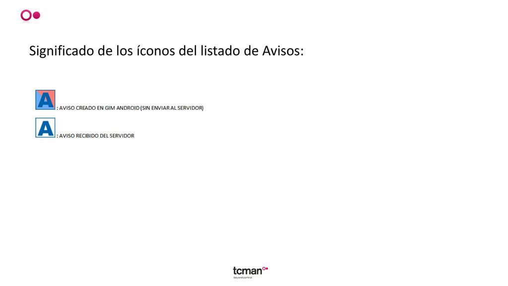 Significado de los íconos del listado de Avisos: