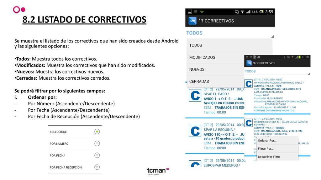 8.2 LISTADO DE CORRECTIVOS