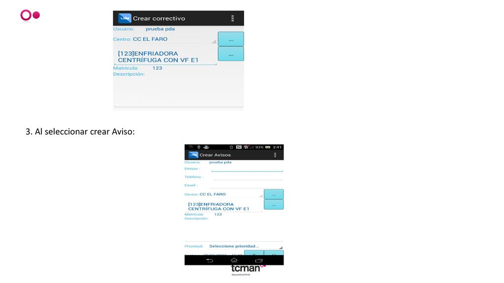 3. Al seleccionar crear Aviso: