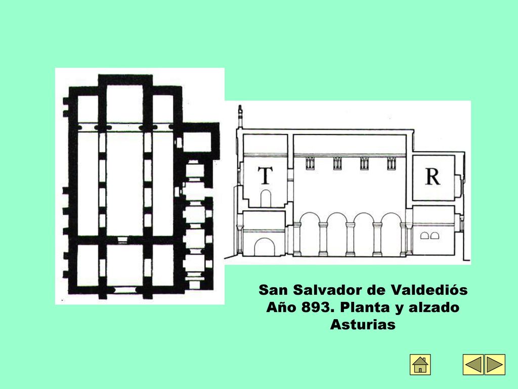 San Salvador de Valdediós Año 893. Planta y alzado Asturias