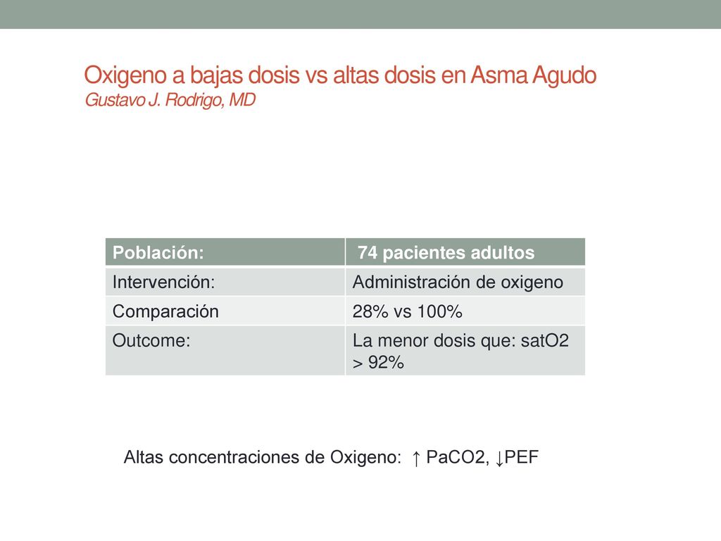 Oxigeno a bajas dosis vs altas dosis en Asma Agudo Gustavo J