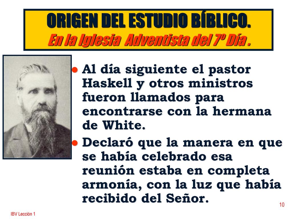 ORIGEN DEL ESTUDIO BÍBLICO. En la Iglesia Adventista del 7º Día .