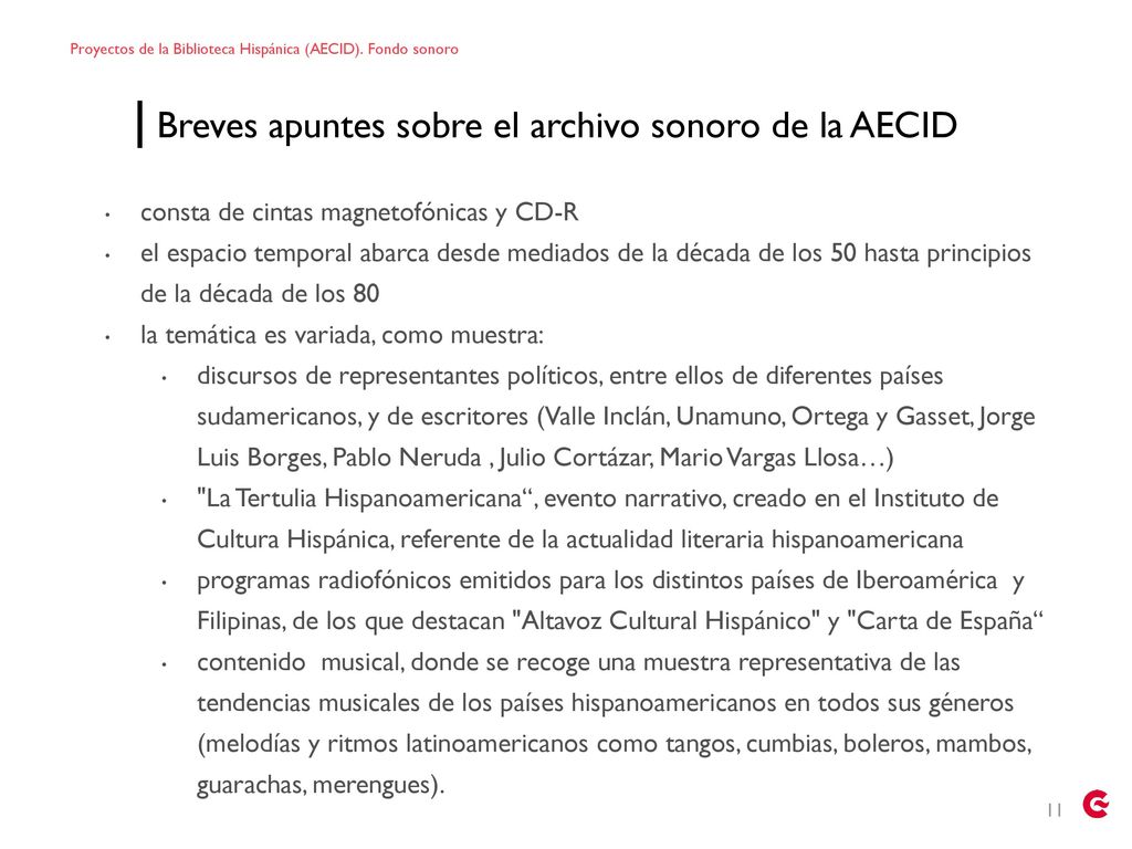 Breves apuntes sobre el archivo sonoro de la AECID