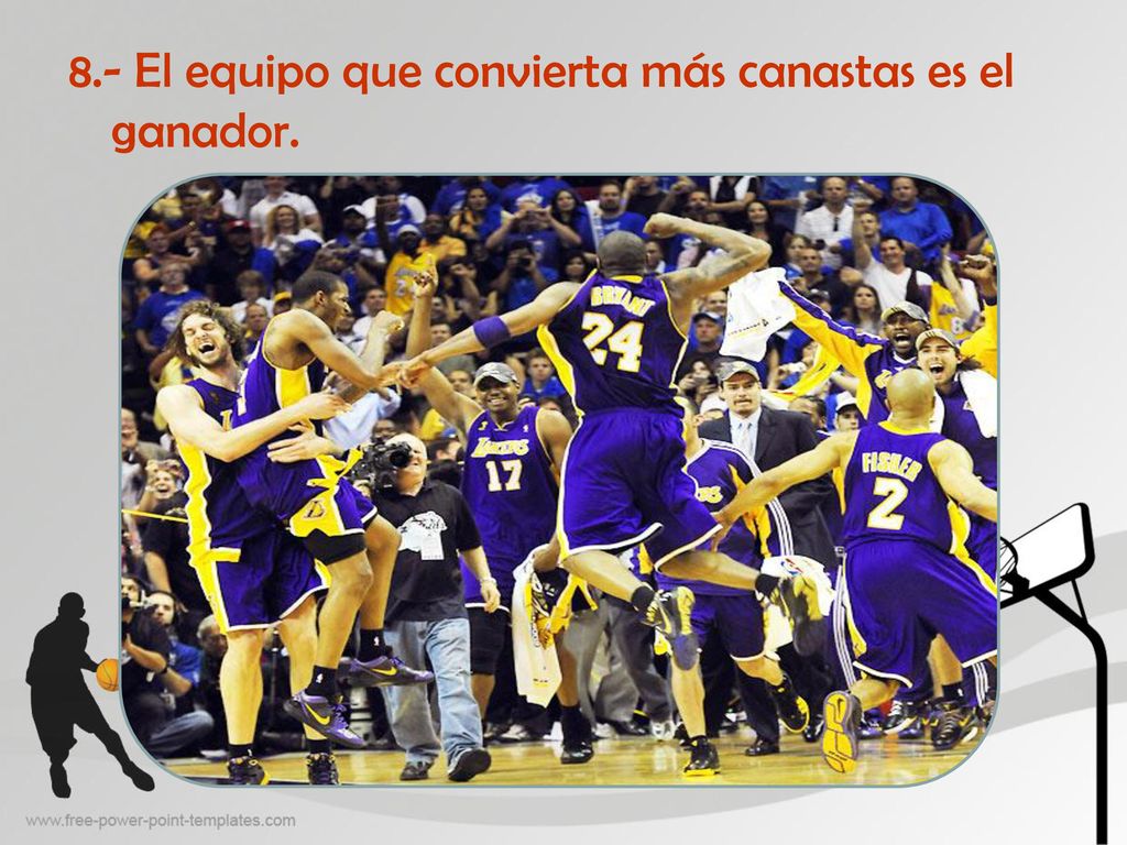 8.- El equipo que convierta más canastas es el ganador.