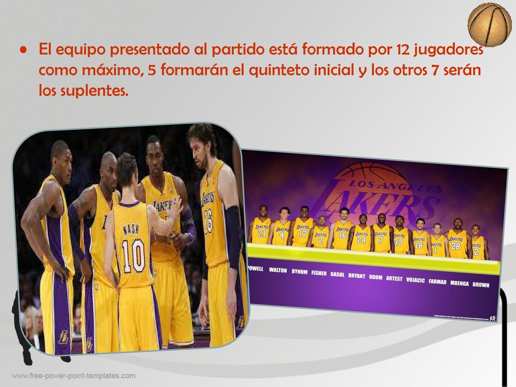 El equipo presentado al partido está formado por 12 jugadores como máximo, 5 formarán el quinteto inicial y los otros 7 serán los suplentes.