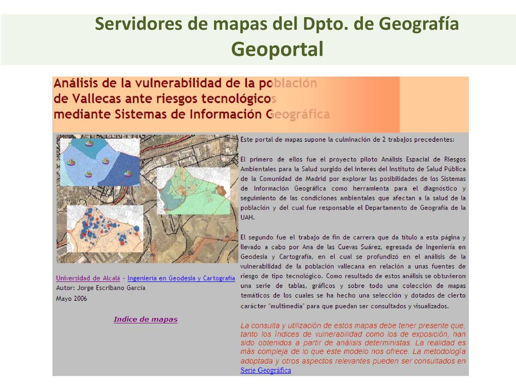 Servidores de mapas del Dpto. de Geografía Geoportal