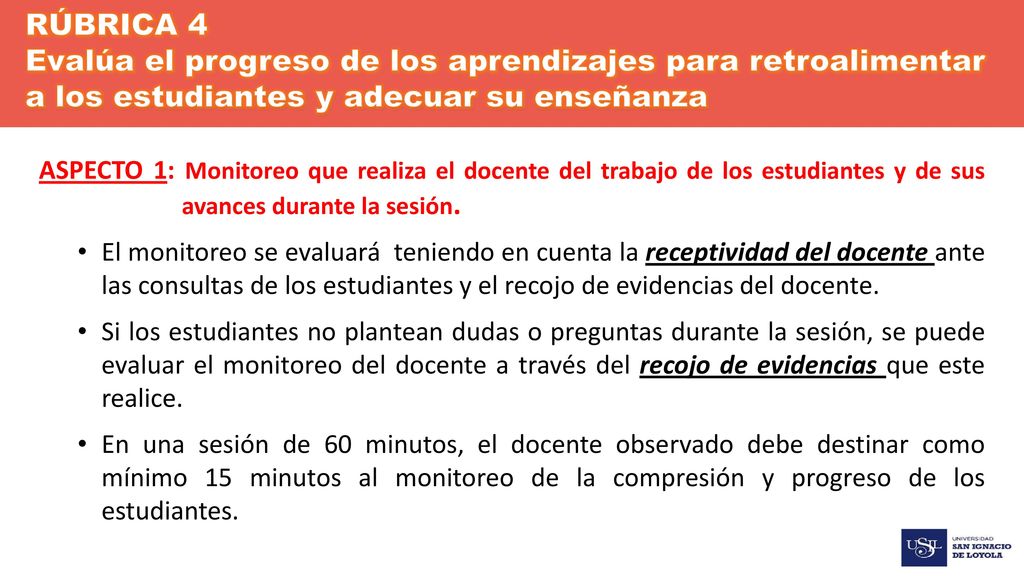 RÚBRICA 4 Evalúa el progreso de los aprendizajes para retroalimentar a los estudiantes y adecuar su enseñanza.