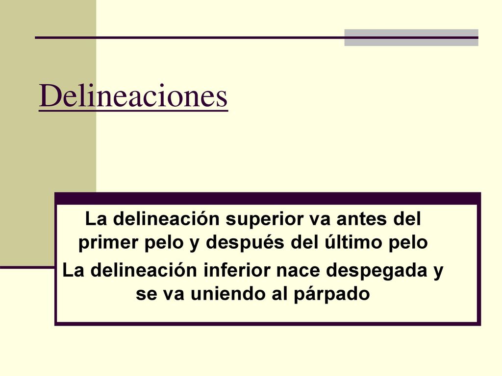 La delineación inferior nace despegada y se va uniendo al párpado